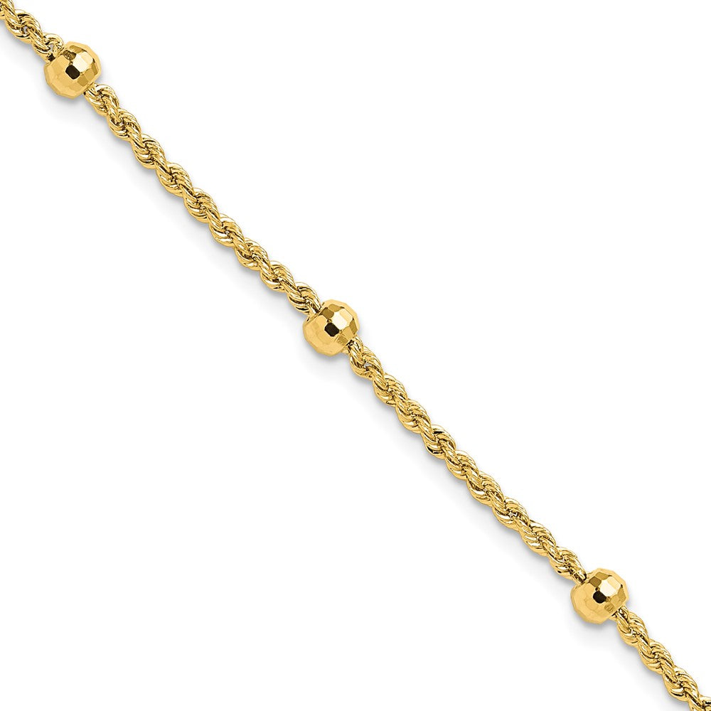 Mirror Beads and Diamond-cut Rope Chain 5-Station Bracelet - WBC