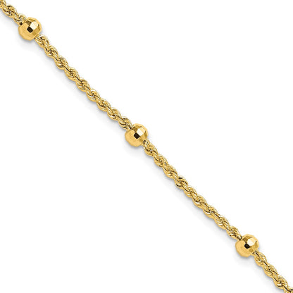 Mirror Beads and Diamond-cut Rope Chain 5-Station Bracelet - WBC