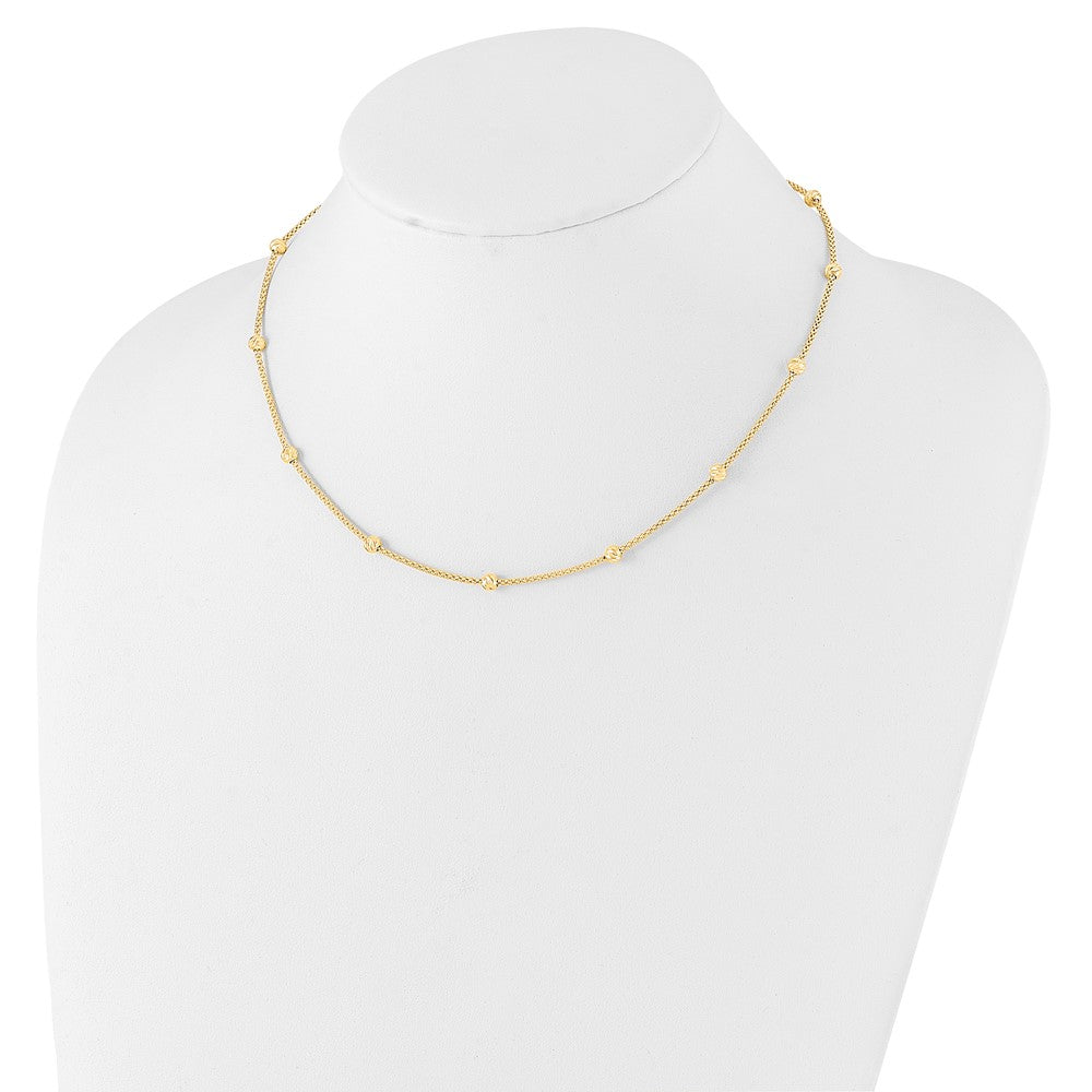 Polished Diamond-cut Beads and Mesh Chain Necklace - WBC
