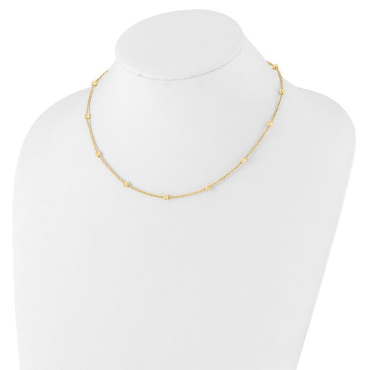 Polished Diamond-cut Beads and Mesh Chain Necklace - WBC