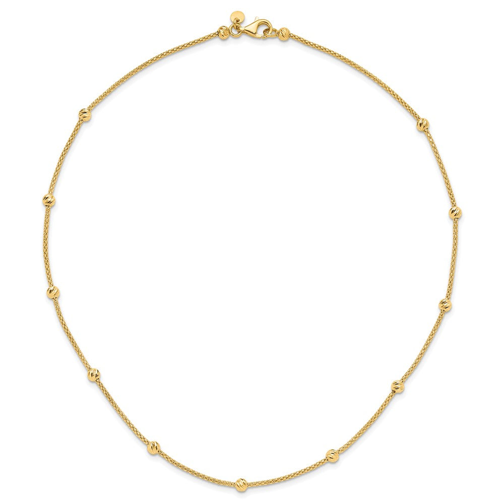 Polished Diamond-cut Beads and Mesh Chain Necklace - WBC