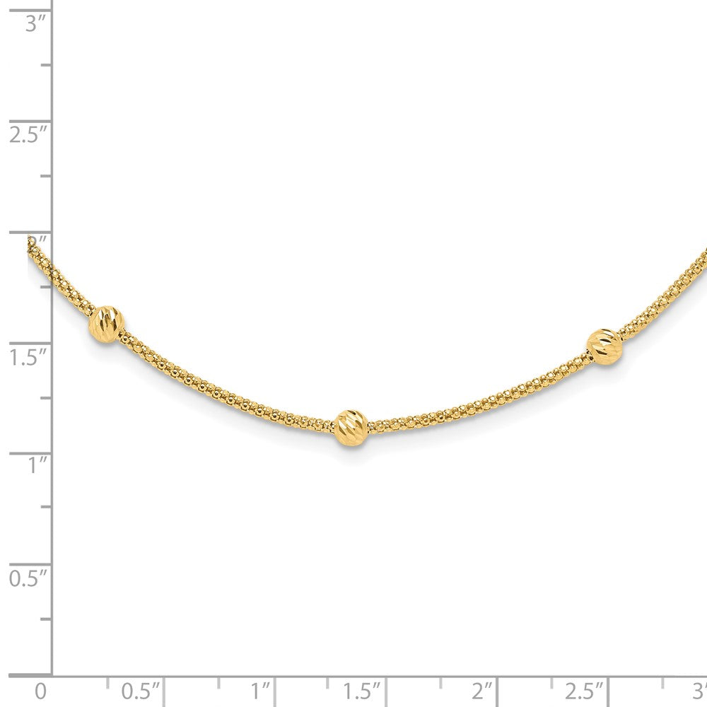 Polished Diamond-cut Beads and Mesh Chain Necklace - WBC
