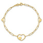 Double Hearts and Paperclip Links 7.25in Bracelet - WBC