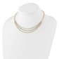 Two-tone Diamond-cut Beads and Mesh Chain 3-Strand Bib Necklace Plus Extender - WBC