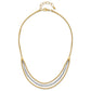 Two-tone Diamond-cut Beads and Mesh Chain 3-Strand Bib Necklace Plus Extender - WBC