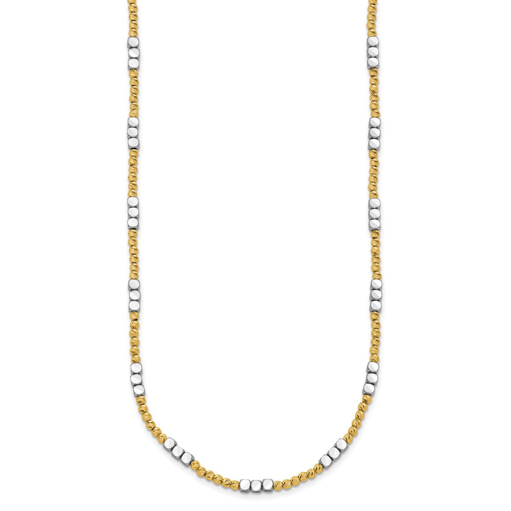 Two-tone Diamond-cut Round and Square Beaded Necklace - WBC