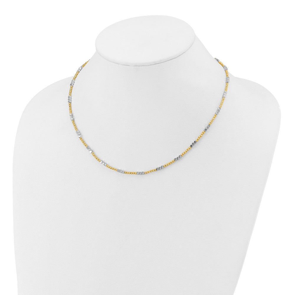 Two-tone Diamond-cut Round and Square Beaded Necklace - WBC