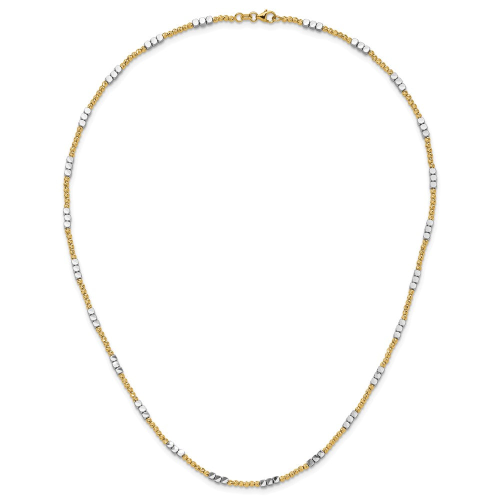 Two-tone Diamond-cut Round and Square Beaded Necklace - WBC