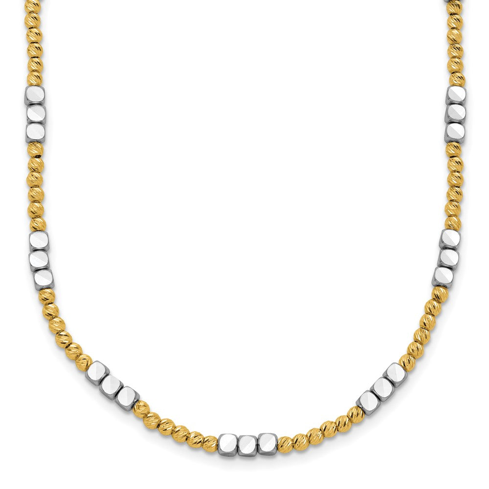 Two-tone Diamond-cut Round and Square Beaded Necklace - WBC