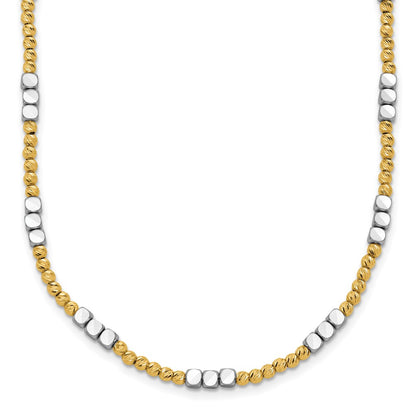 Two-tone Diamond-cut Round and Square Beaded Necklace - WBC
