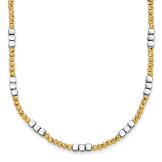 Two-tone Diamond-cut Round and Square Beaded Necklace - WBC