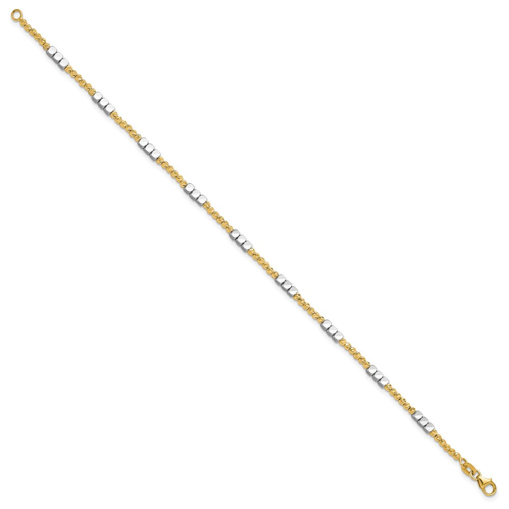 Two-tone Diamond-cut Round and Square Beaded Bracelet - WBC