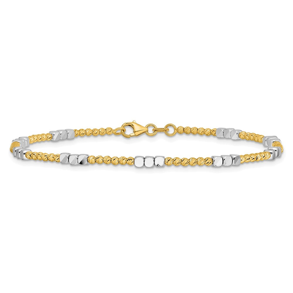 Two-tone Diamond-cut Round and Square Beaded Bracelet - WBC
