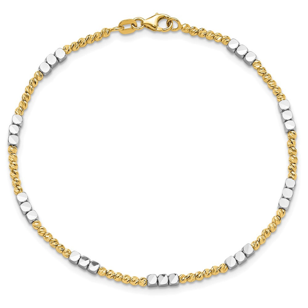 Two-tone Diamond-cut Round and Square Beaded Bracelet - WBC