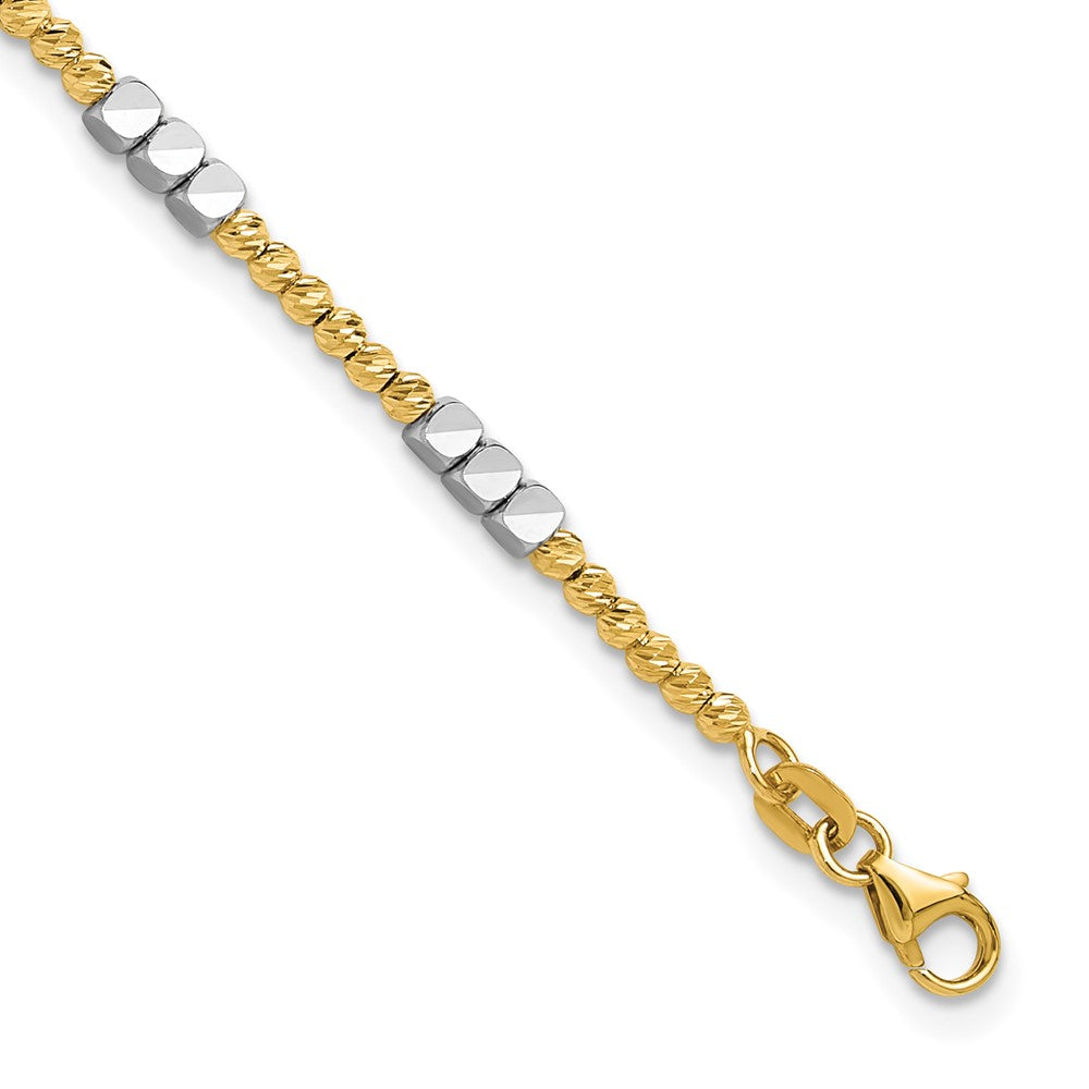 Two-tone Diamond-cut Round and Square Beaded Bracelet - WBC