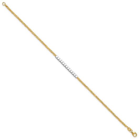 Two-tone Diamond-cut Square and Round Beaded Bracelet - WBC