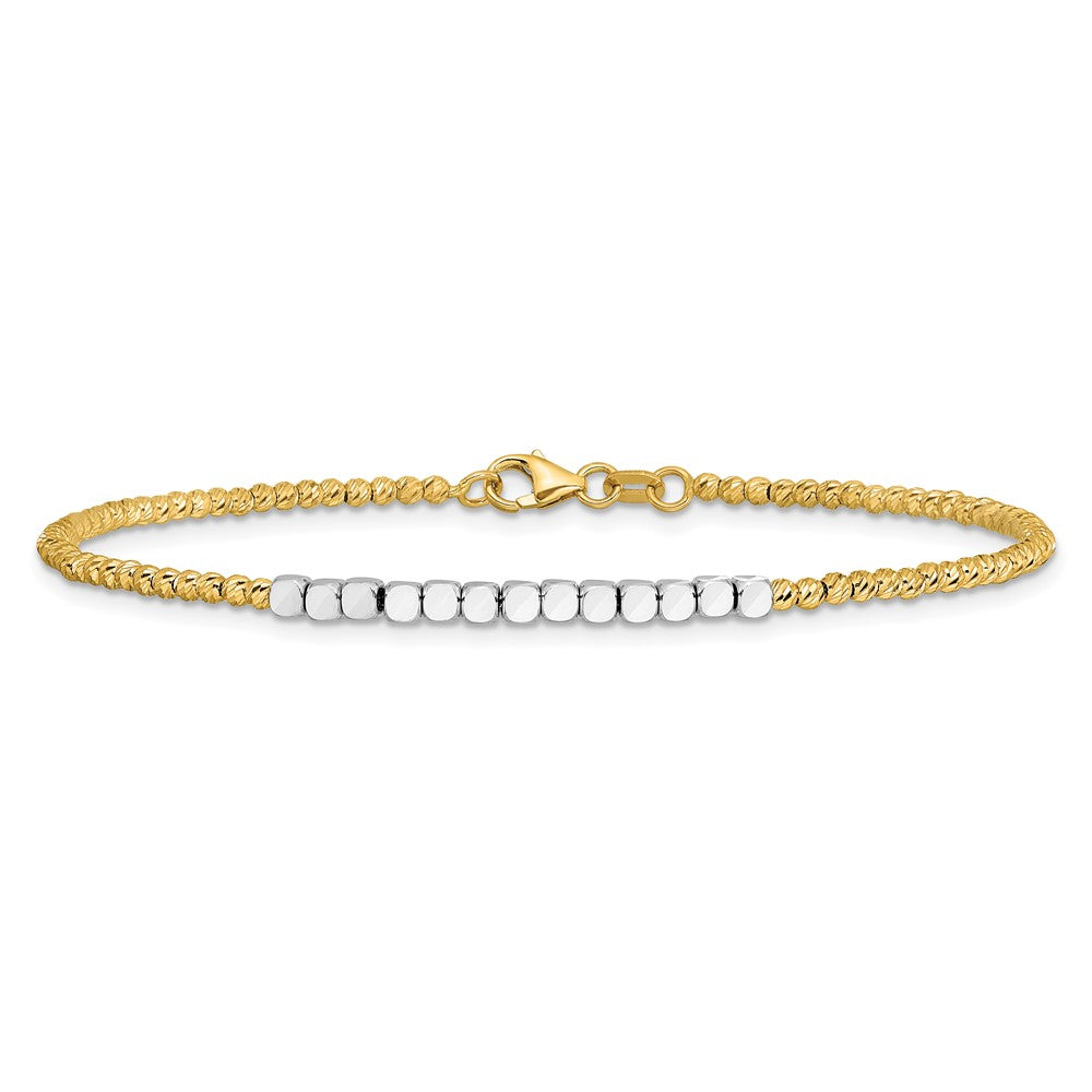 Two-tone Diamond-cut Square and Round Beaded Bracelet - WBC
