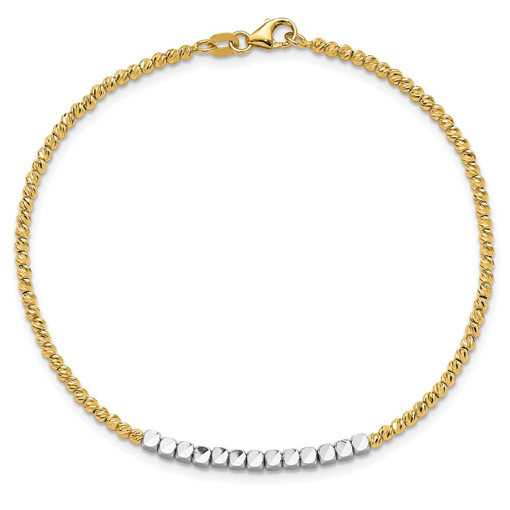 Two-tone Diamond-cut Square and Round Beaded Bracelet - WBC