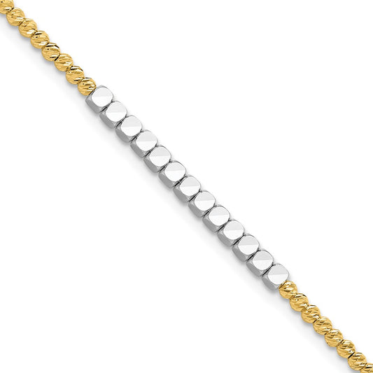 Two-tone Diamond-cut Square and Round Beaded Bracelet - WBC