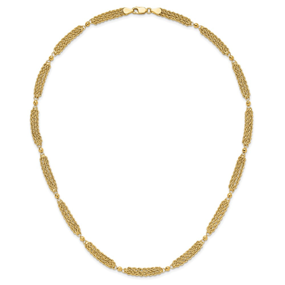 Polished Multi-Strand Diamond-cut Rope and Beaded Necklace - WBC