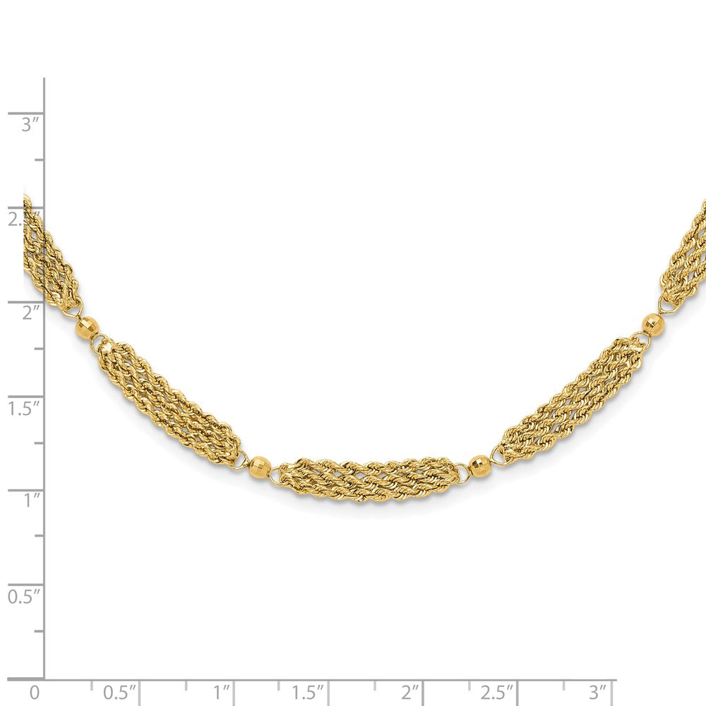 Polished Multi-Strand Diamond-cut Rope and Beaded Necklace - WBC