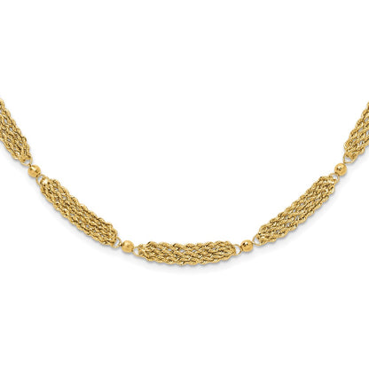 Polished Multi-Strand Diamond-cut Rope and Beaded Necklace - WBC