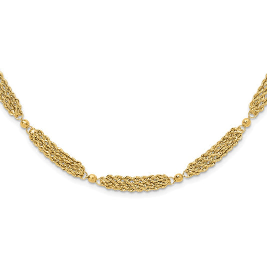 Polished Multi-Strand Diamond-cut Rope and Beaded Necklace - WBC