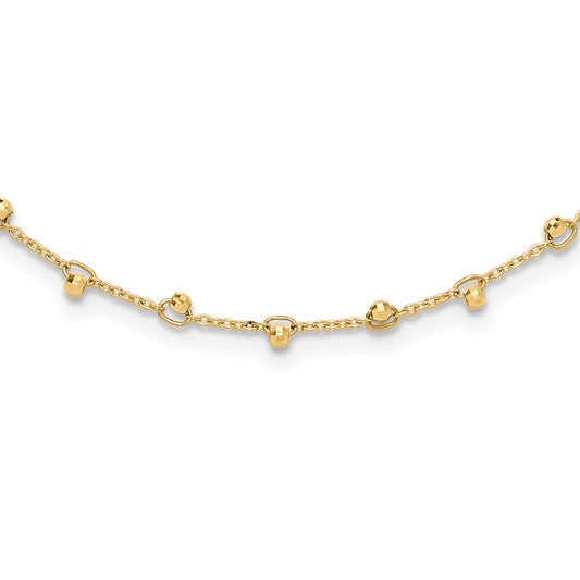 Polished and Diamond-cut Beaded Necklace Plus Extender - WBC