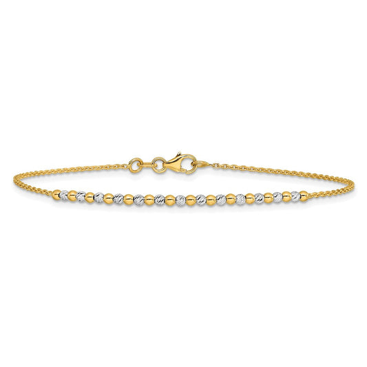 14K Two-Tone Gold Diamond-cut Beaded Necklace