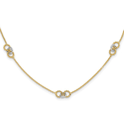 Two-tone Linked and Beaded Circles 3-Station Necklace Plus Extender - WBC