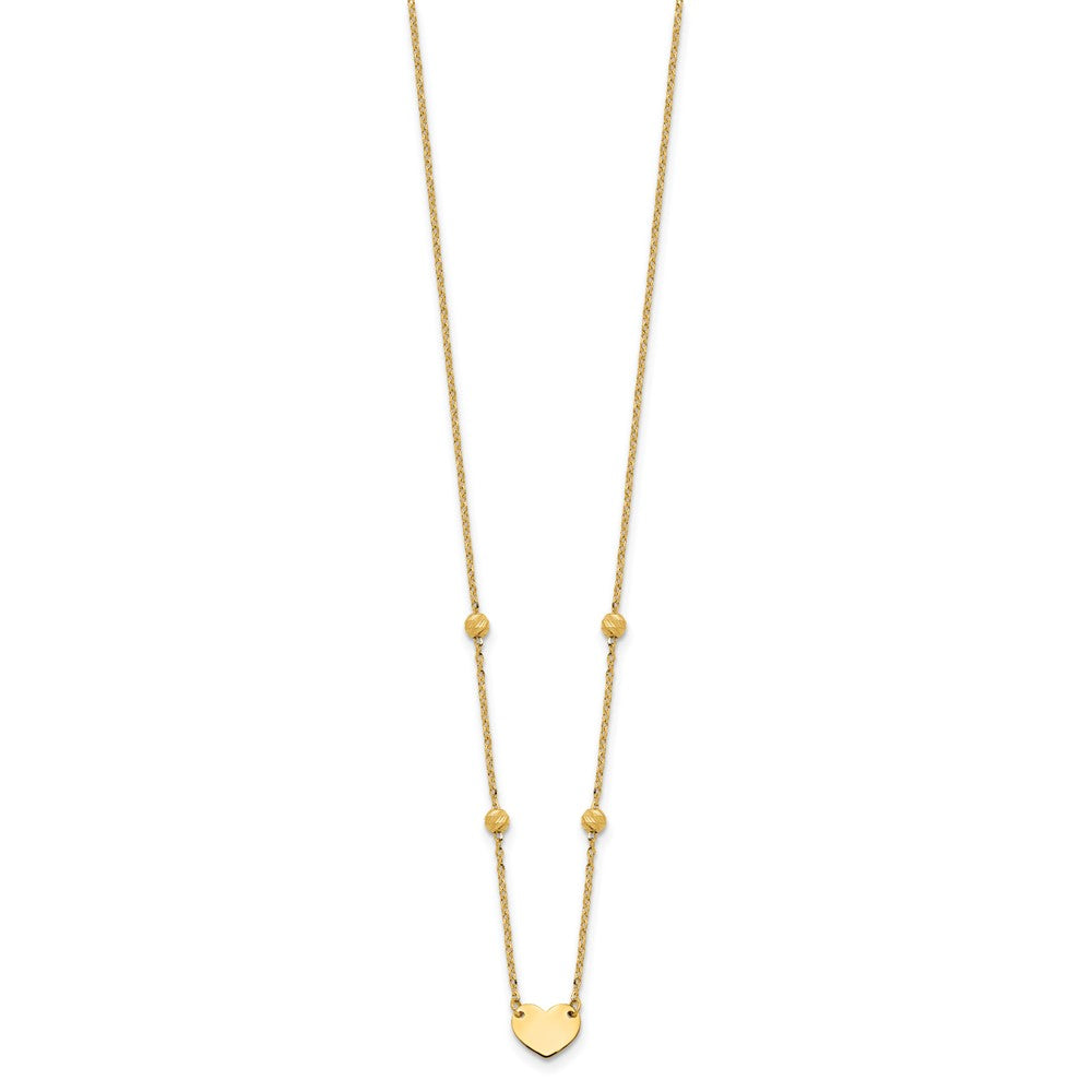 Polished Heart and Diamond-cut Beads Necklace Plus Extender - WBC
