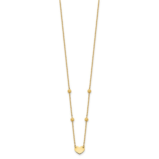 Polished Heart and Diamond-cut Beads Necklace Plus Extender - WBC