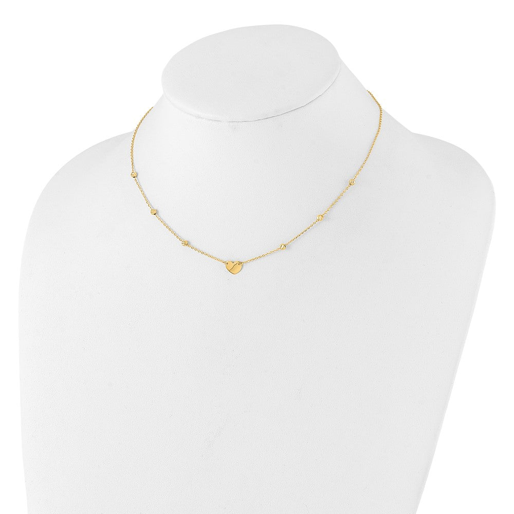 Polished Heart and Diamond-cut Beads Necklace Plus Extender - WBC