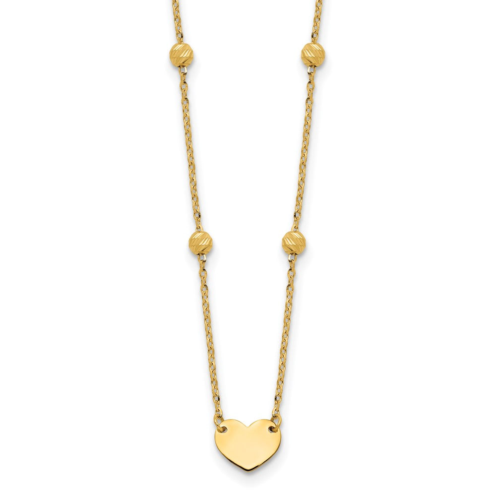 Polished Heart and Diamond-cut Beads Necklace Plus Extender - WBC