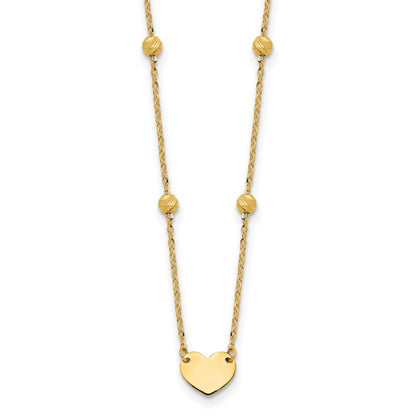 Polished Heart and Diamond-cut Beads Necklace Plus Extender - WBC