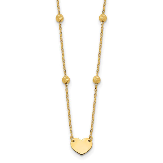 Polished Heart and Diamond-cut Beads Necklace Plus Extender - WBC