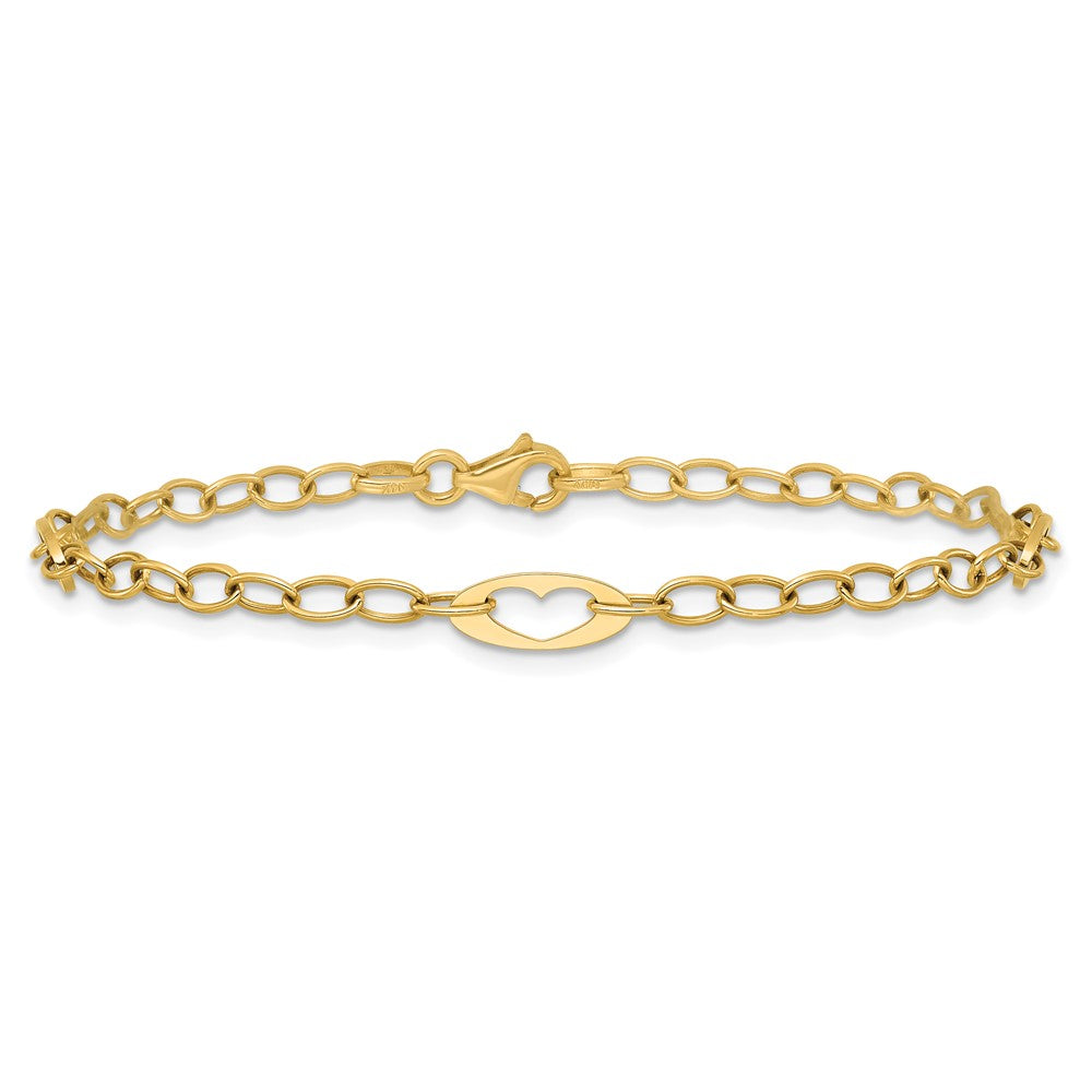 Polished Cut-out Hearts and Cable Links Bracelet - WBC