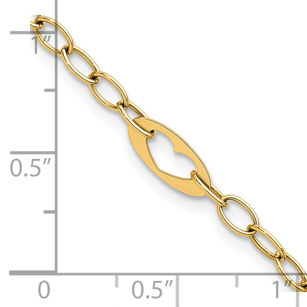 Polished Cut-out Hearts and Cable Links Bracelet - WBC