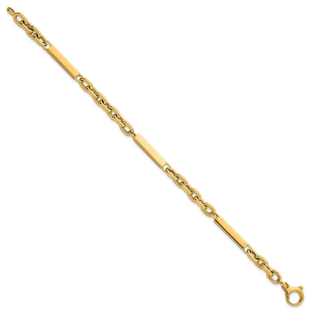 Polished Fancy Cable Chain with Three Bars Bracelet - WBC