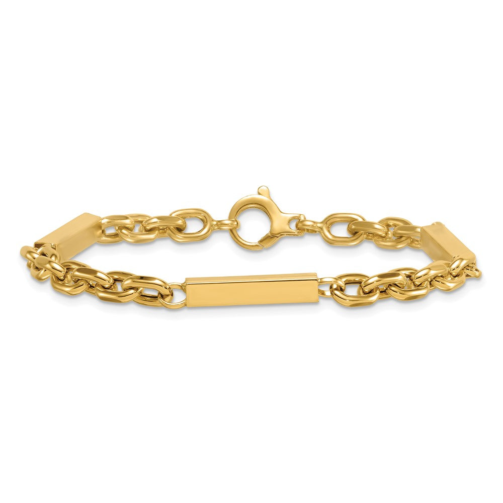 Polished Fancy Cable Chain with Three Bars Bracelet - WBC