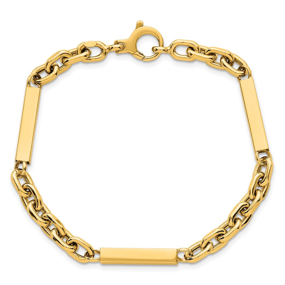 Polished Fancy Cable Chain with Three Bars Bracelet - WBC