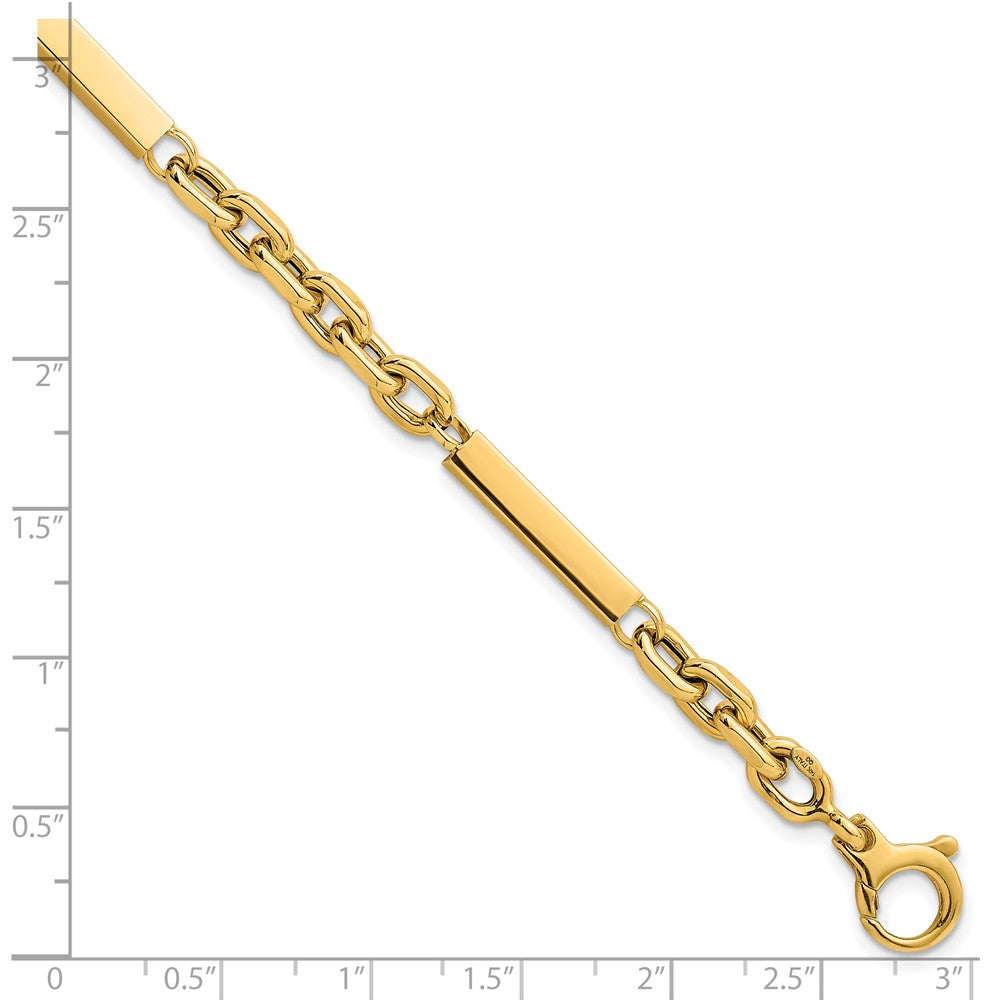 Polished Fancy Cable Chain with Three Bars Bracelet - WBC