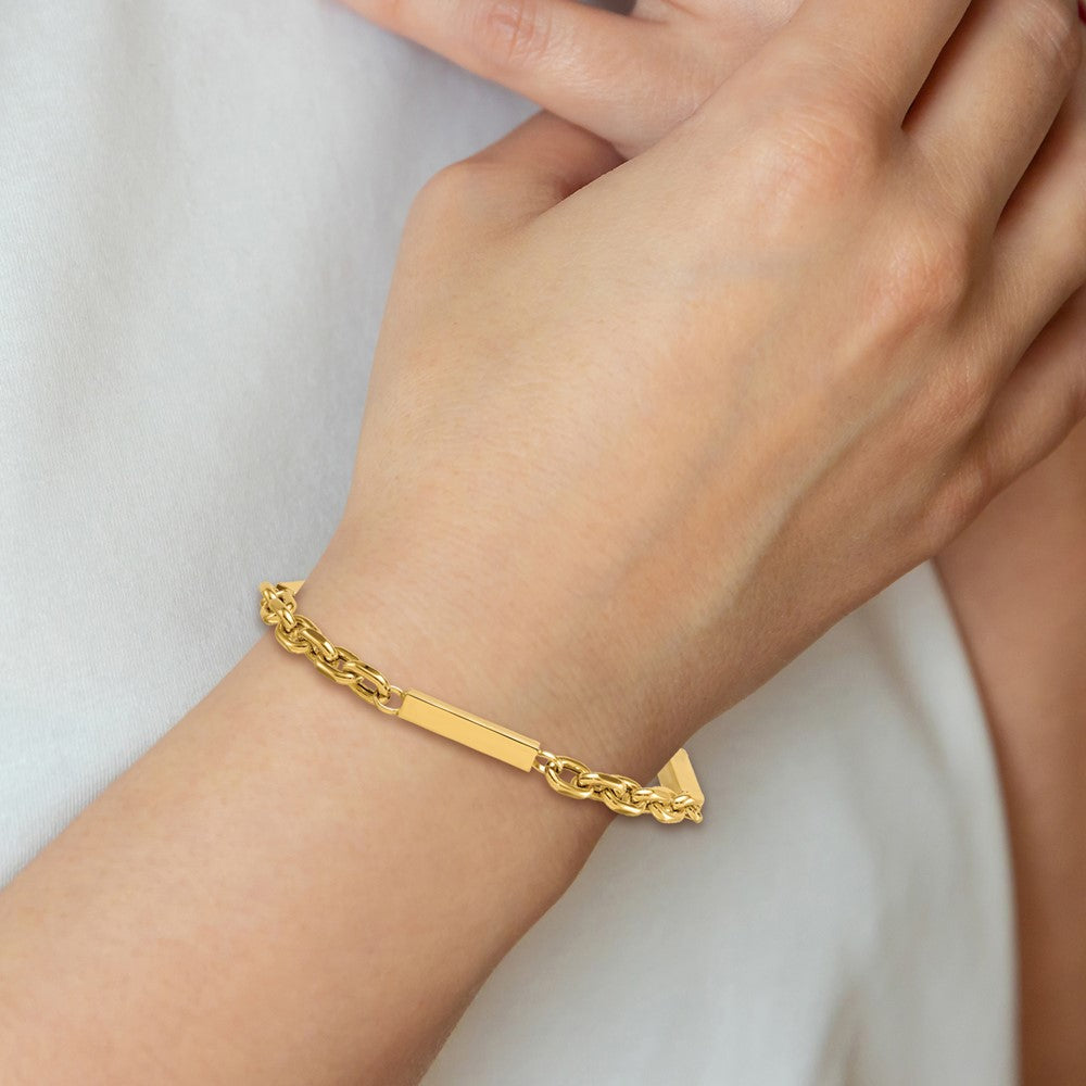 Polished Fancy Cable Chain with Three Bars Bracelet - WBC