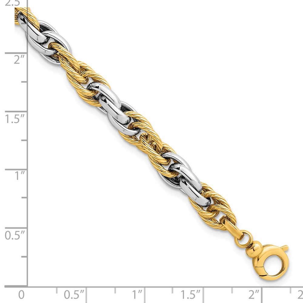Two-tone Polished and Twisted Lightweight Fancy Rope Link Bracelet - WBC