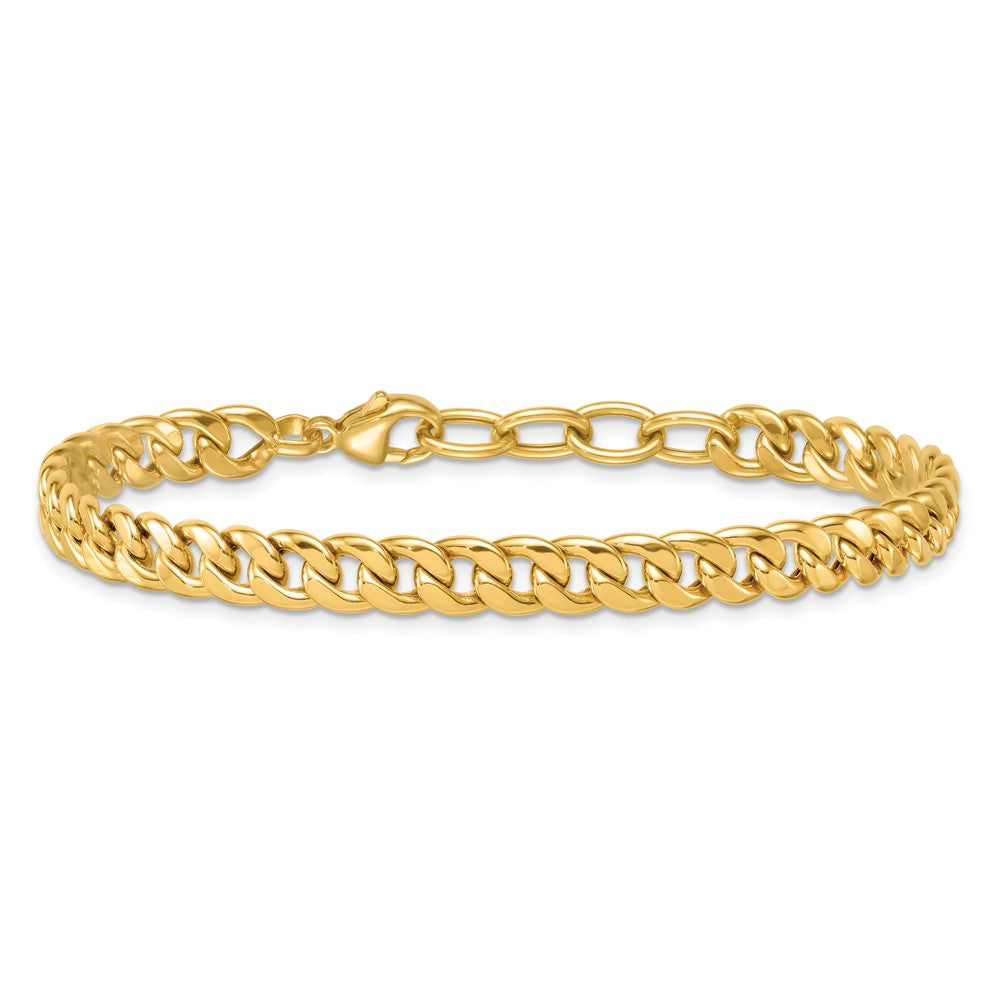 Polished Flat Curb Chain Bracelet Plus Extender - WBC