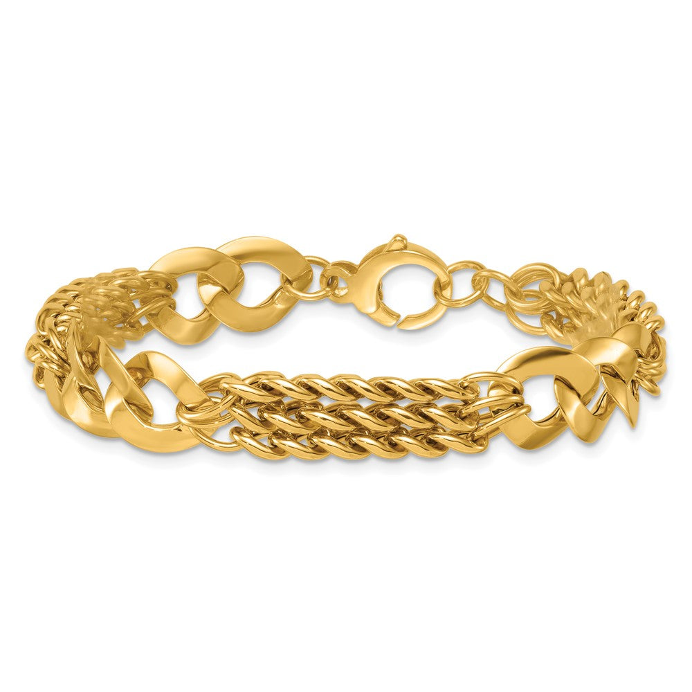 Polished Lightweight Link and Triple Strand Fancy Curb Bracelet - WBC