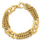 Polished Lightweight Link and Triple Strand Fancy Curb Bracelet - WBC