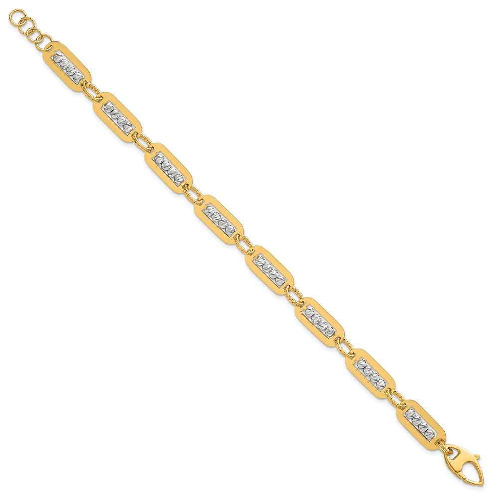 Two-Tone Polished Diamond-cut Bead Bracelet Plus Extender - WBC