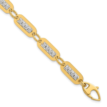 Two-Tone Polished Diamond-cut Bead Bracelet Plus Extender - WBC