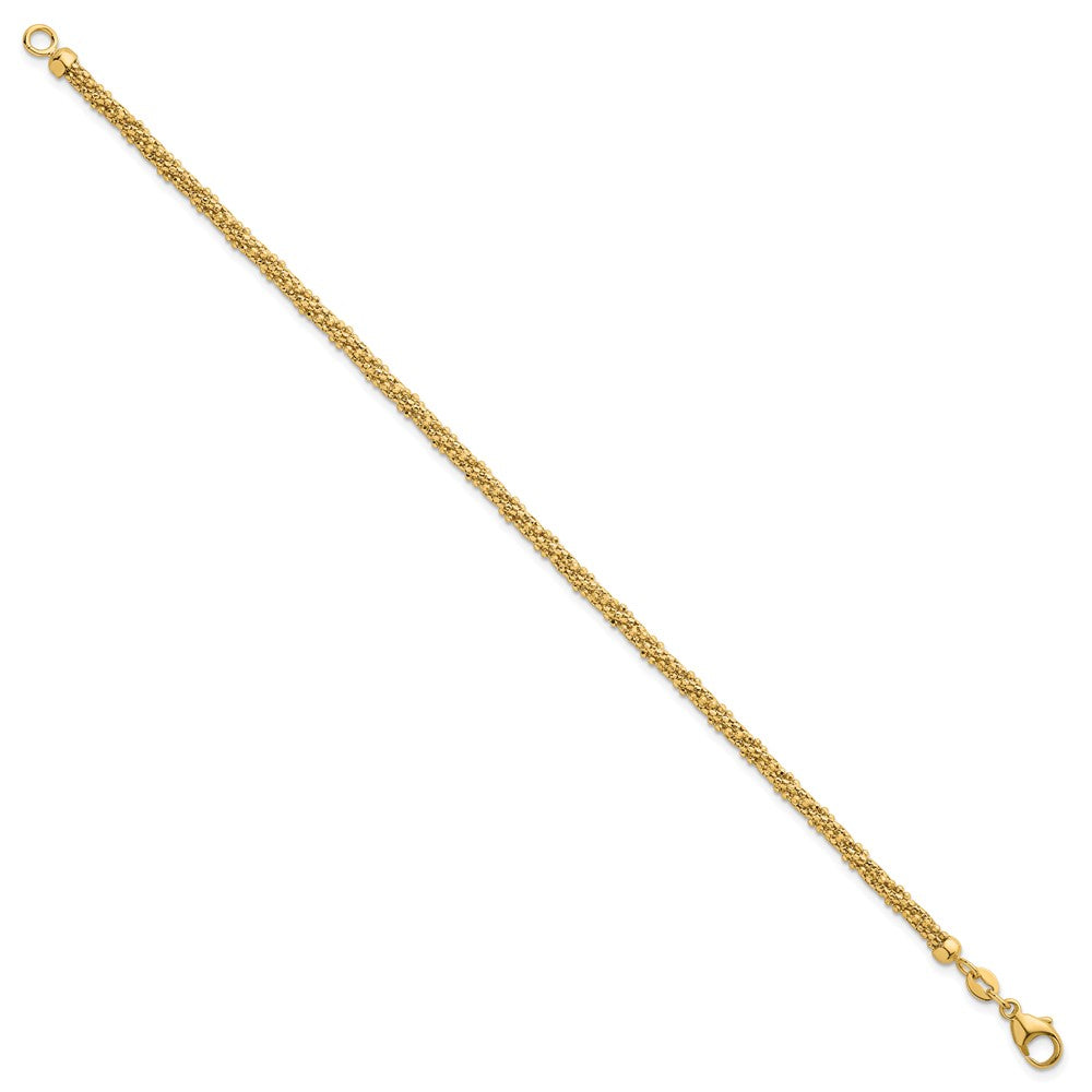 Polished and Textured Twisted Mesh Fancy Beaded Bracelet - WBC
